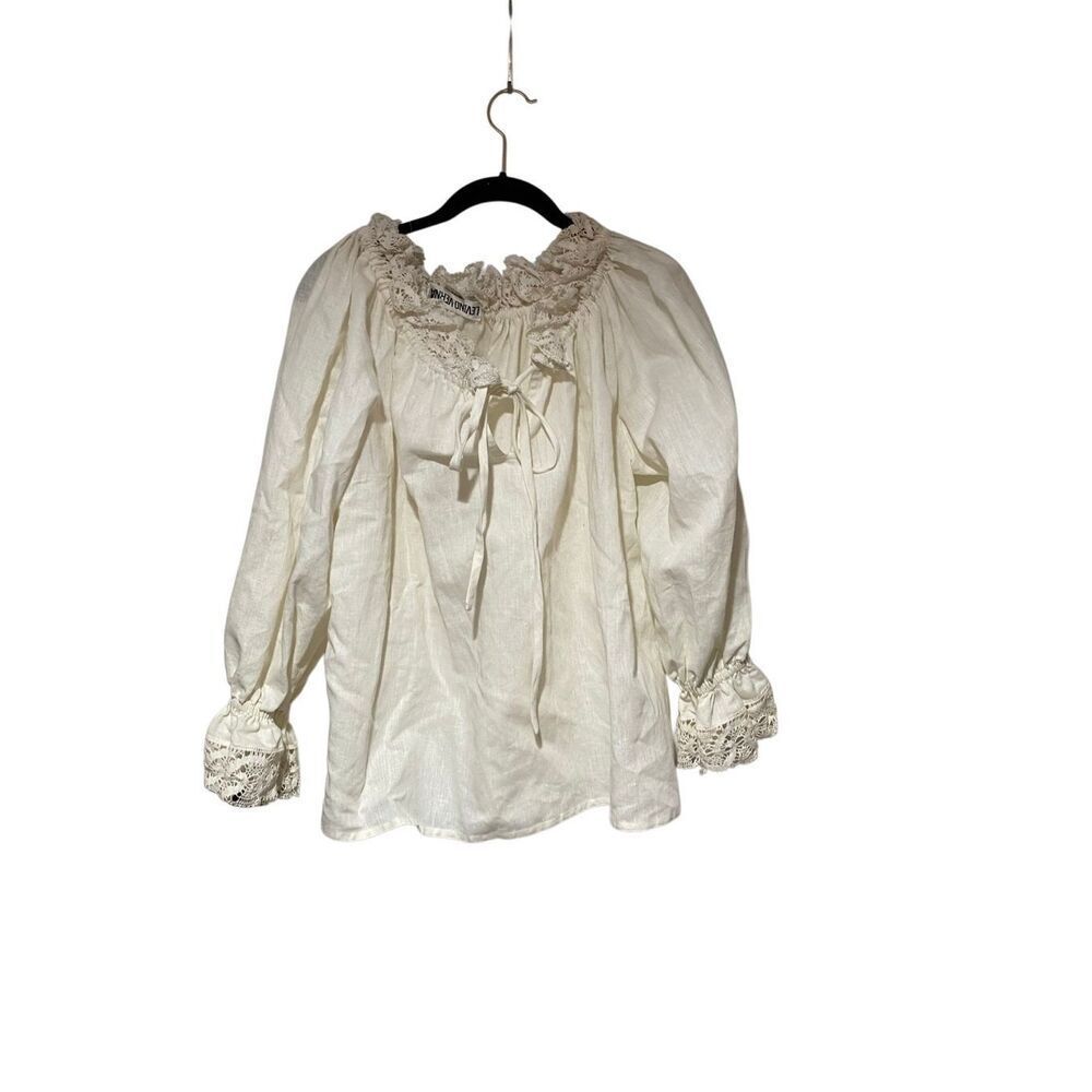 NWT Levino Verna vintage women’s linen blend long sleeve on/off shoulder top M/L